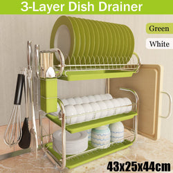 3 Tiers Dish Drying Rack Storage Shelf Kitchen
