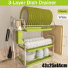 3 Tiers Dish Drying Rack Storage Shelf Kitchen
